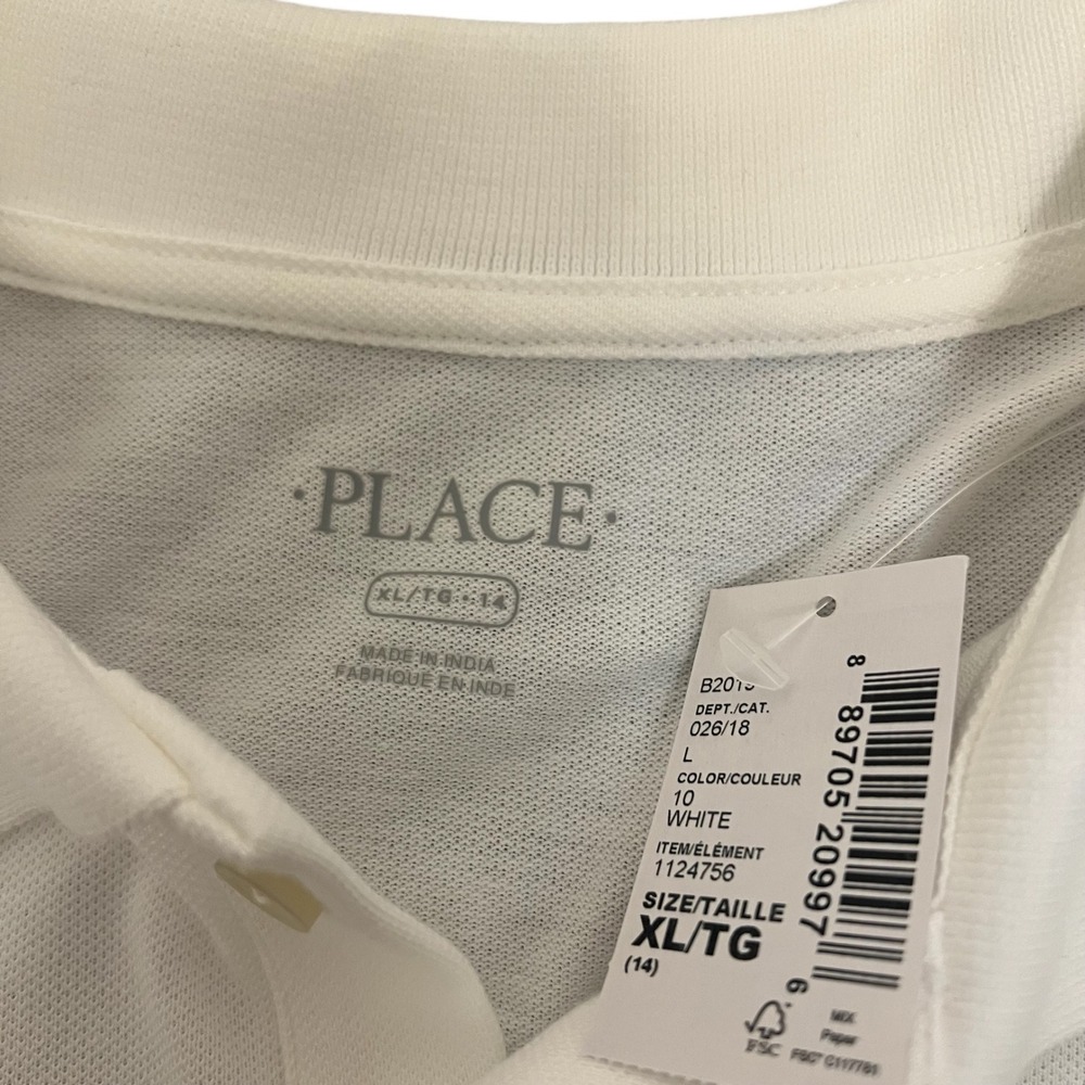 The Childrens Place Kids Boys XL 14 White Uniform Short Sleeve Polo Shirt NWT - Picture 4 of 7
